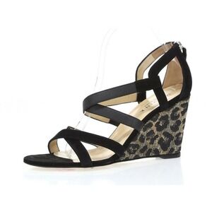 NWT Marvin K- Made In Italy Wedges Suede & Leather  Black Leapord Wedges